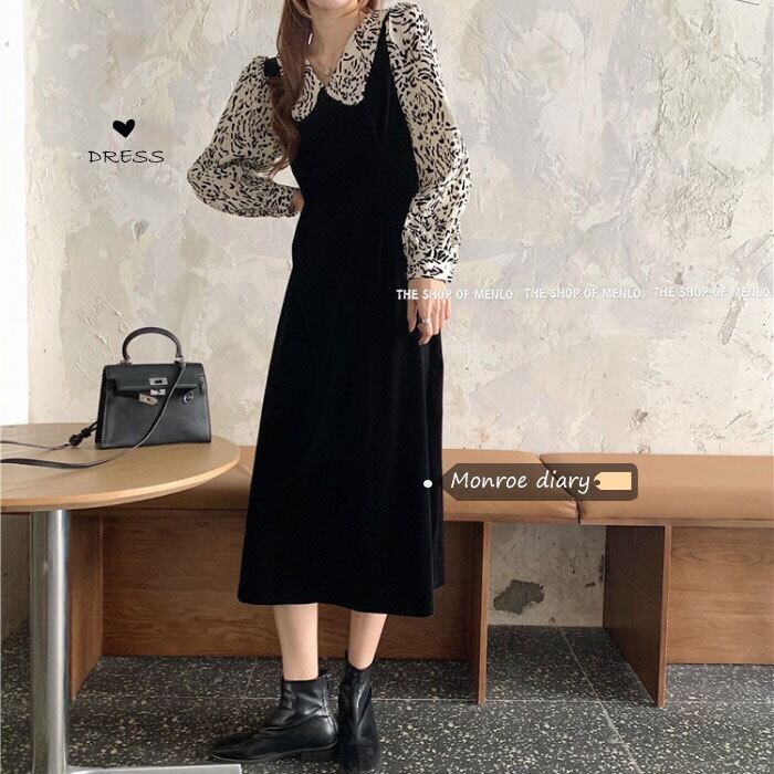 スタンダードスタイルドレス スプリングブラックスカート Aライン レトロ 春物 モンロー61699398672