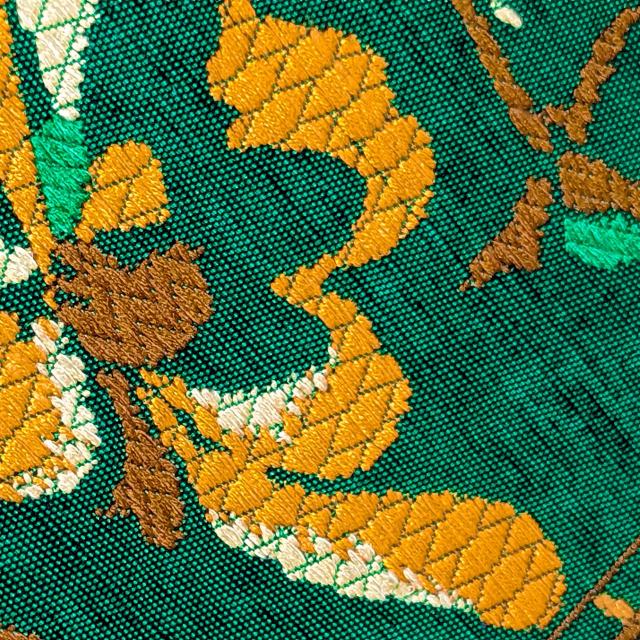 締め跡なし!】9寸名古屋帯 正絹 紬 お太鼓柄 花器に横ライン織出し