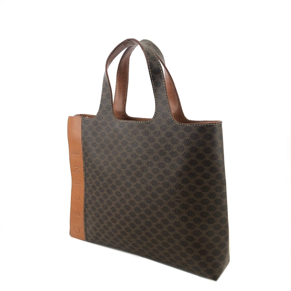 CELINE セリーヌ マカダム ロゴ トートバッグ ハンドバッグ ブラウン  