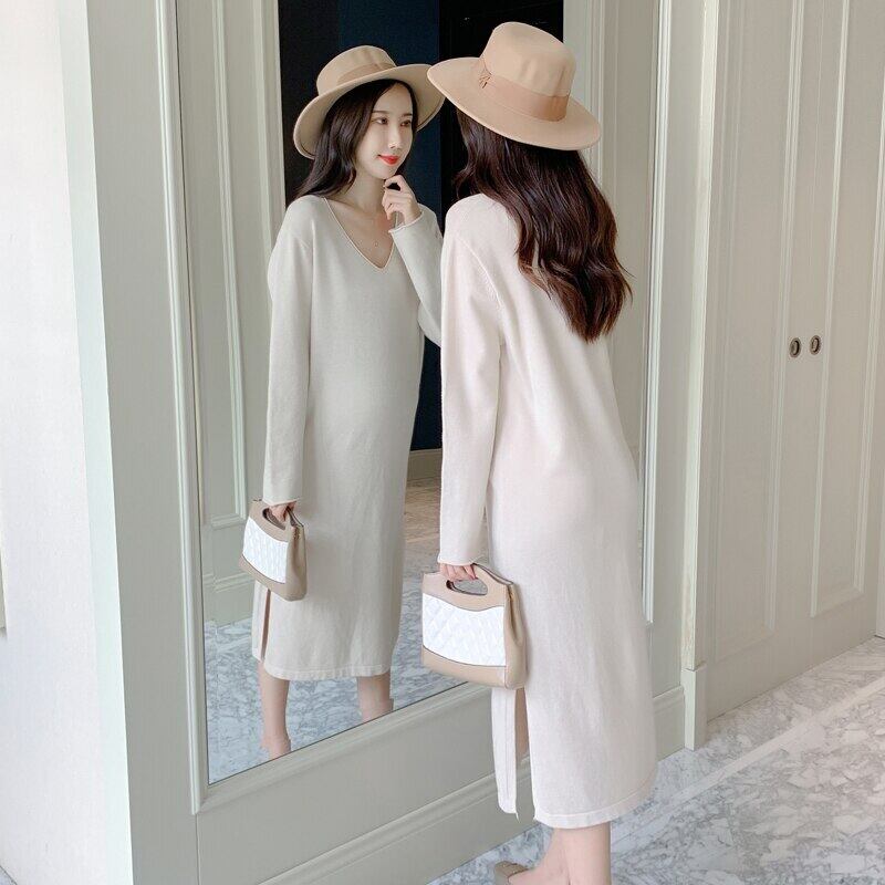 【新作】【送料無料】 6063＃2020秋冬薄ニットマタニティセータードレスボトムドレス服妊婦秋妊娠 オータム 秋物 ウィンター 冬物 AL expec461841807343