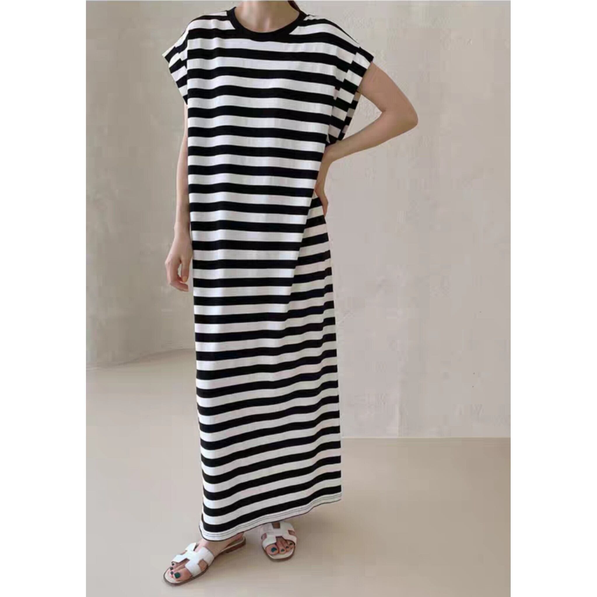 S Xlサイズ ボーダーマキシワンピース 0495 Hanarupi ハナルピ