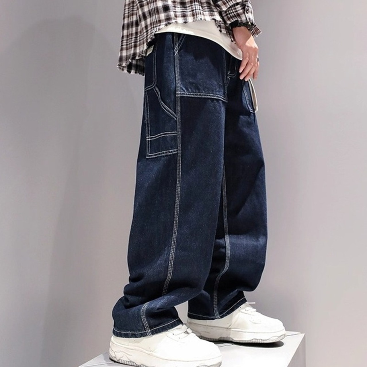 Wide Straight Work Pants with Belt ◇H0972