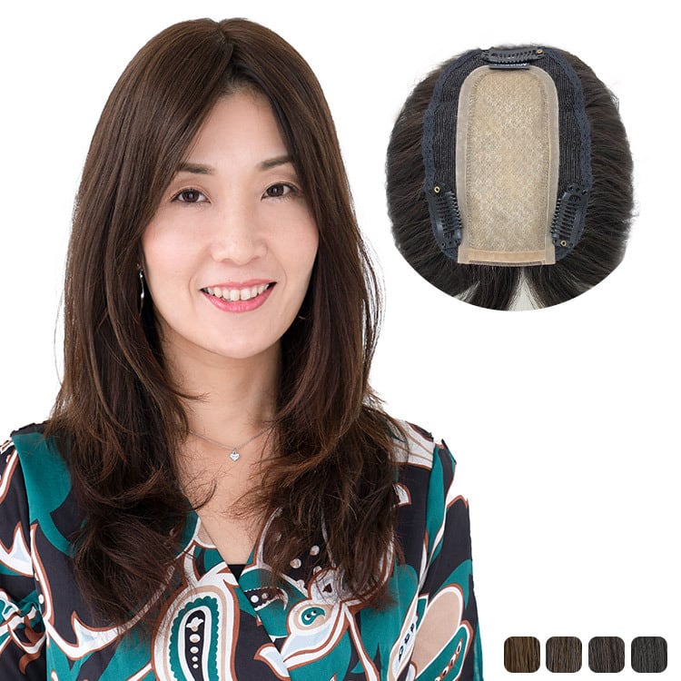 人毛100％ 総手植え 新品 ヘアトップピース 高級ワイドタイプ♡ショートストレート