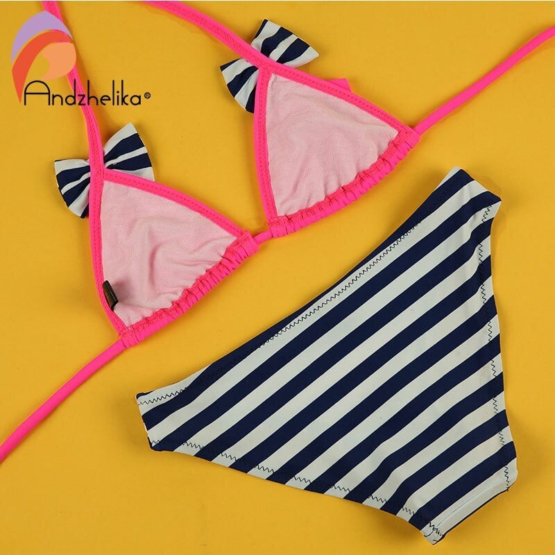 送料無料 Andzhelika Baby Girls Swim Two-Pieces Bikinis Cute Bow