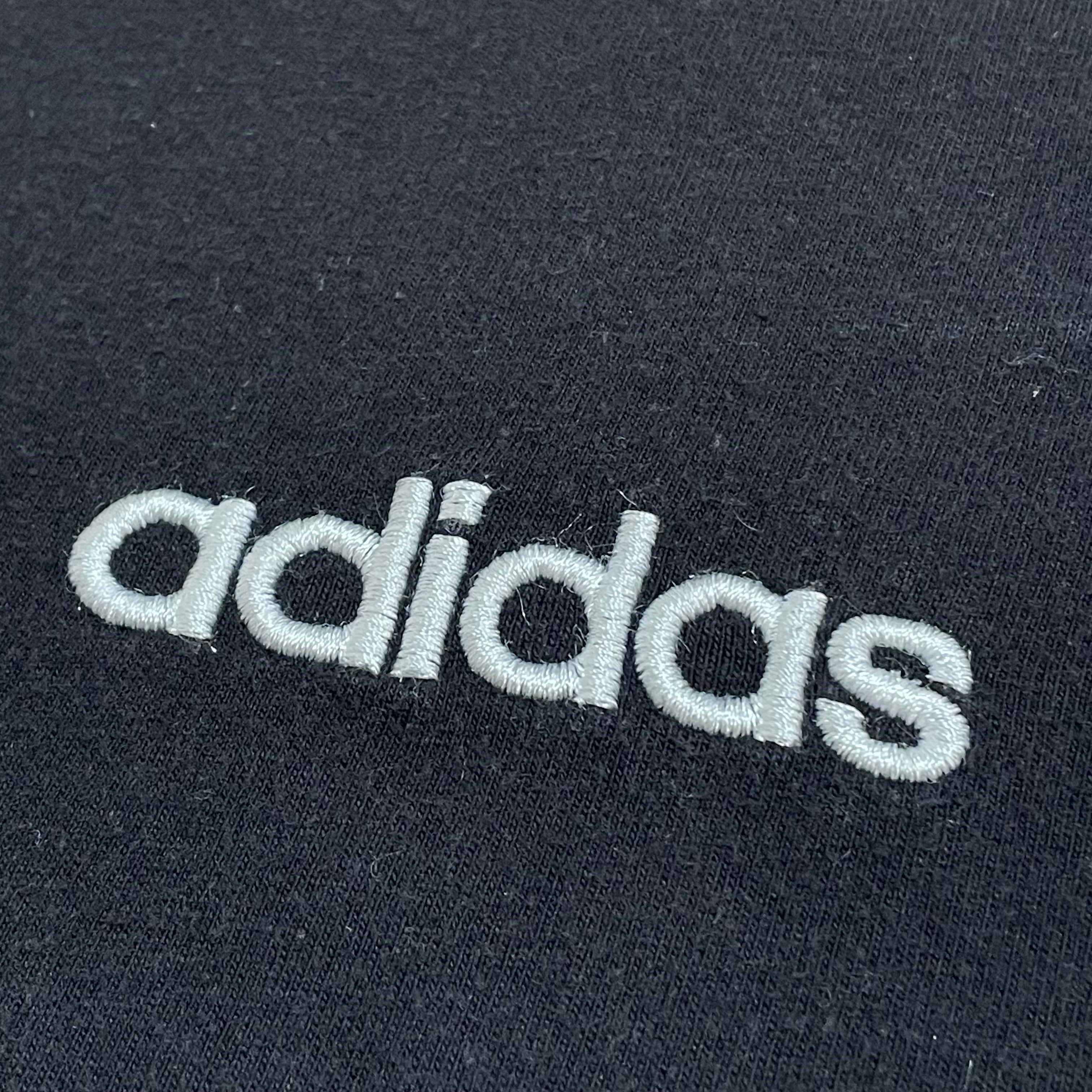 【キルティングジャケット、オーバーサイズ◎】adidasワンポイント刺繍ロゴ黒