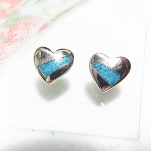 ハートのピアス  トルコ石のかけらインレー　11301P