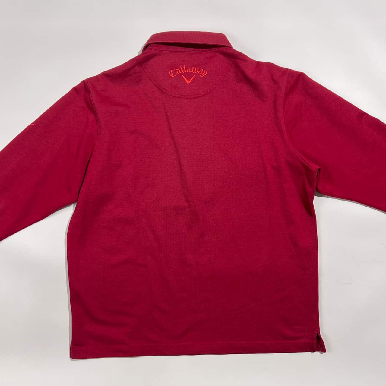 Callaway キャロウェイ X SERIES classic ロゴ刺繍 鹿子 長袖 ポロシャツ L/ボルドー系 メンズ ゴルフ