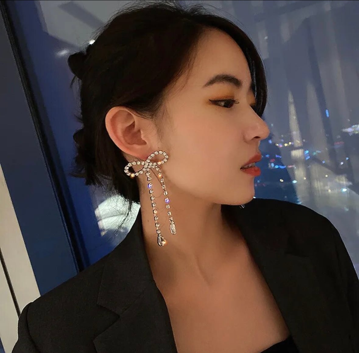 韓国っぽリボンキラキラピアス | select Jewelry Lcia