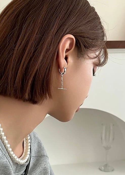925sliver long pierce/シルバー925 ロングTピアス 韓国アクセ y2kアクセサリー おしゃれ LL24072501 | Le lian 925sliver long pierce/シルバー925 ロングTピアス 韓国アクセ y2kアクセサリー おしゃれ LL24072501 | Le lian