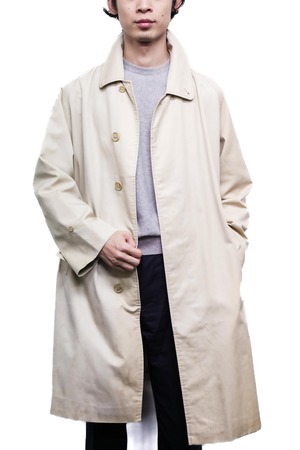 70's "Burberry's" Cotton × Polyester One Panel Raglan Sleeve Balmacaan Coat