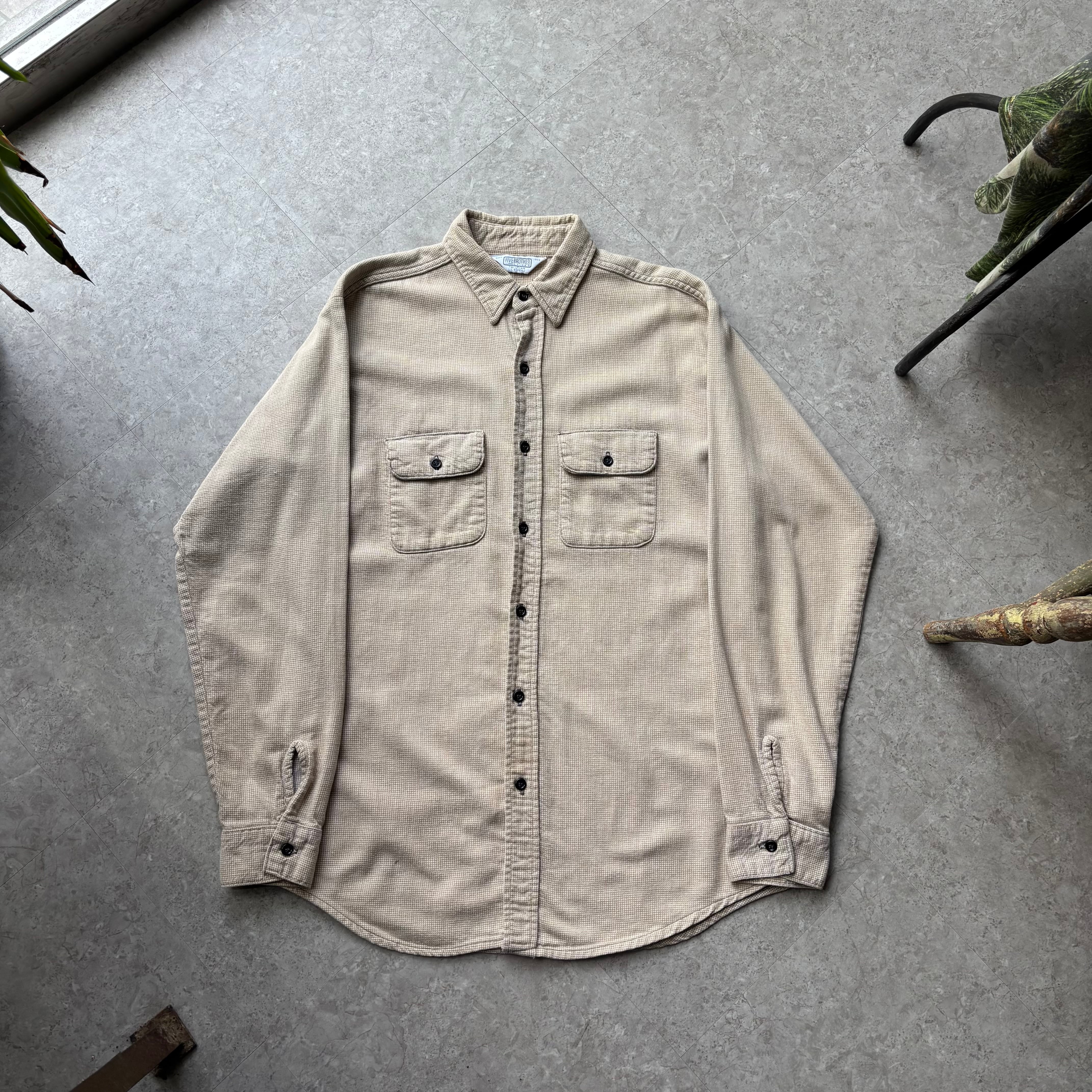 80s Five Brother "micro houndstooth check" flannel shirt【仙台店】
