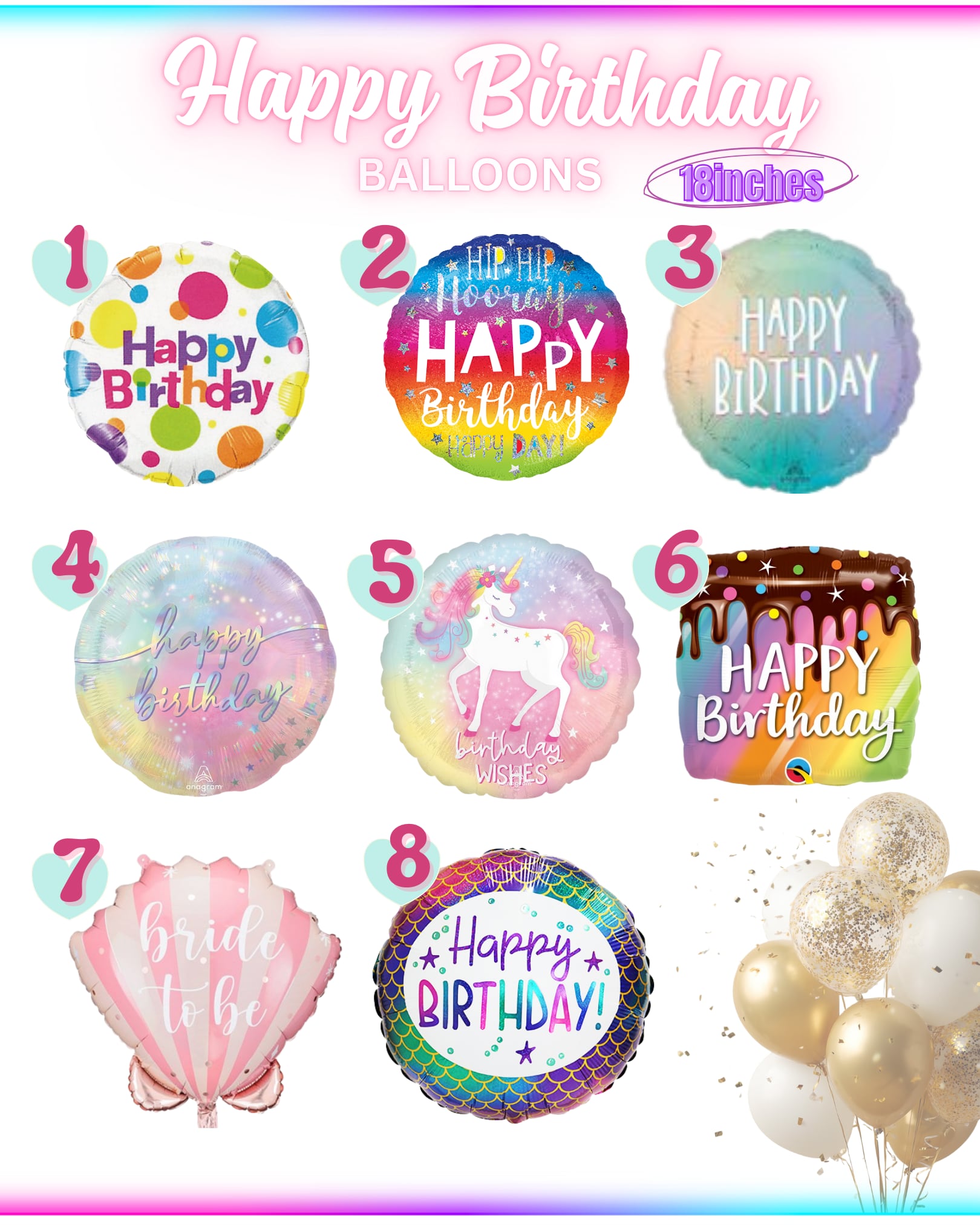 【女の子向け】選べるデザイン ハッピーバースデーバルーン(18インチ)