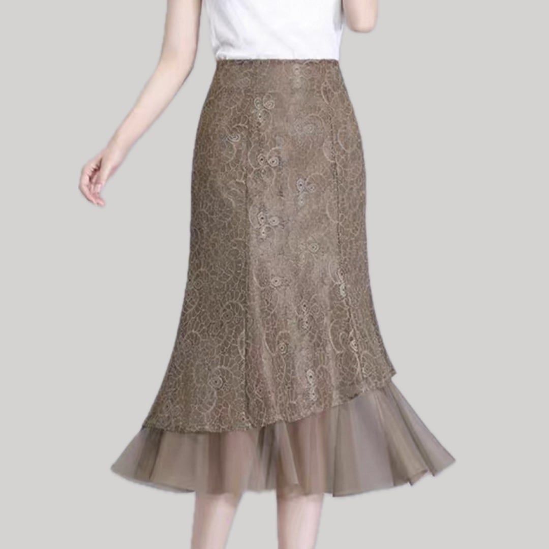 Mermaid silhouette lace and tulle fabric skirt 00233