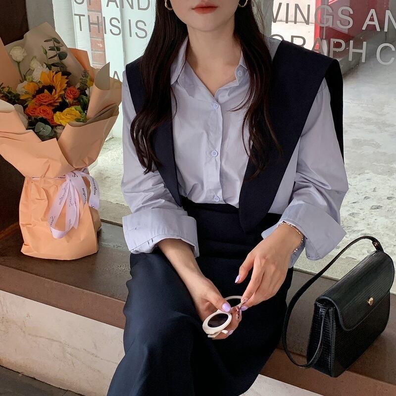 シャツ オータムカジュアルハイウェストウェストスカート 秋物 ビッグFスモールZ韓国93480823774