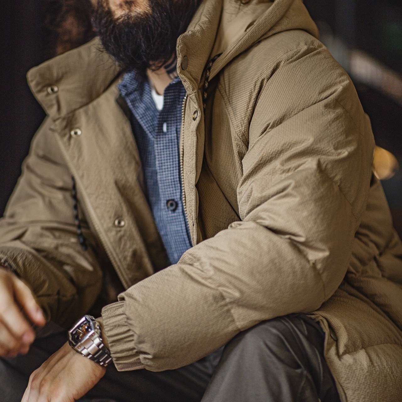 ワイドキルティング・フーデッドダウンジャケット K5613 - 2