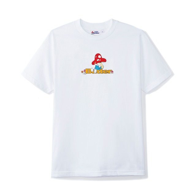 BUTTER GOODS × The Smurfs【Lazy Logo Tee - White】