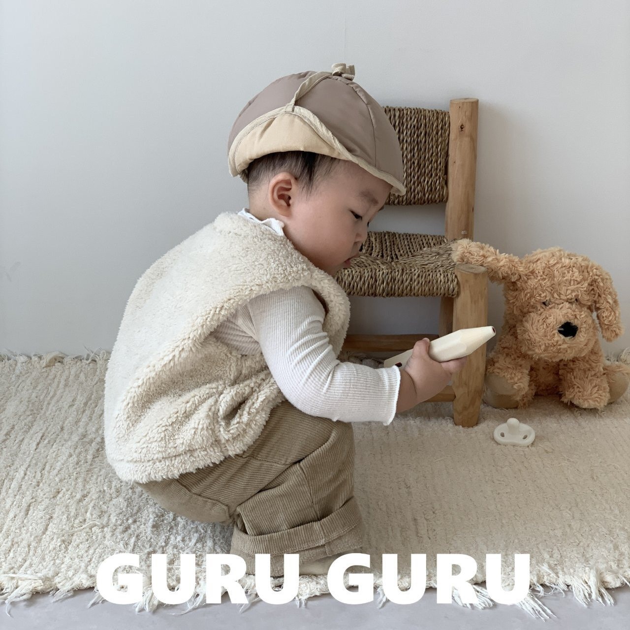 【guruguru】ふんわりベビーファーベスト アイボリー 70~90cm 241202 - 13