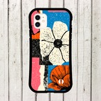 受注生産 iPhoneケース 白い花とチェック紙片のコラージュ｜花コラージュ ZINE063C