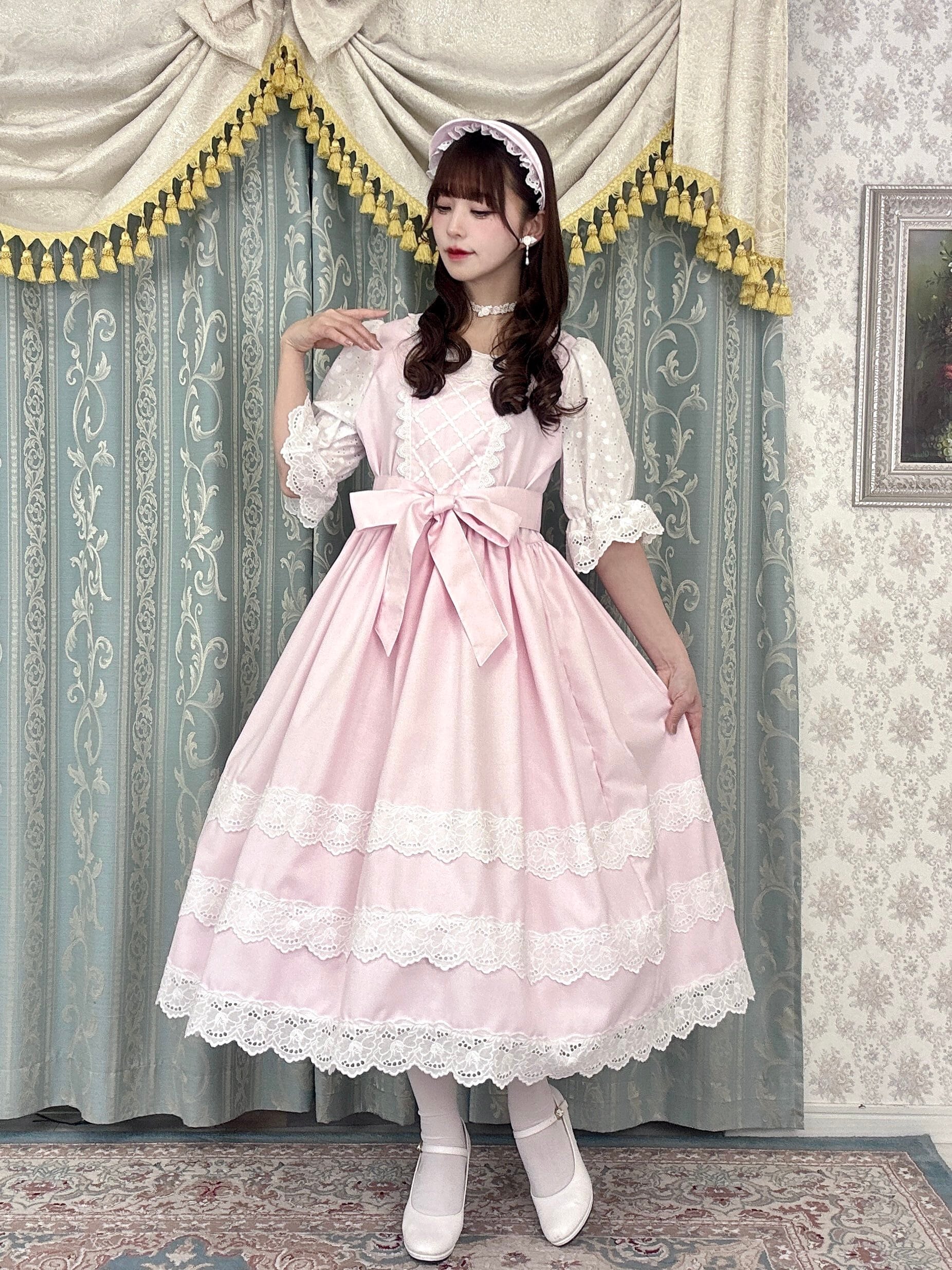 ご予約券】町娘風お忍びワンピース（サックス・ピンク） | HirokoTokumine