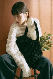 Circle Motif Mohair Thick Wave Pattern Pullover Knit