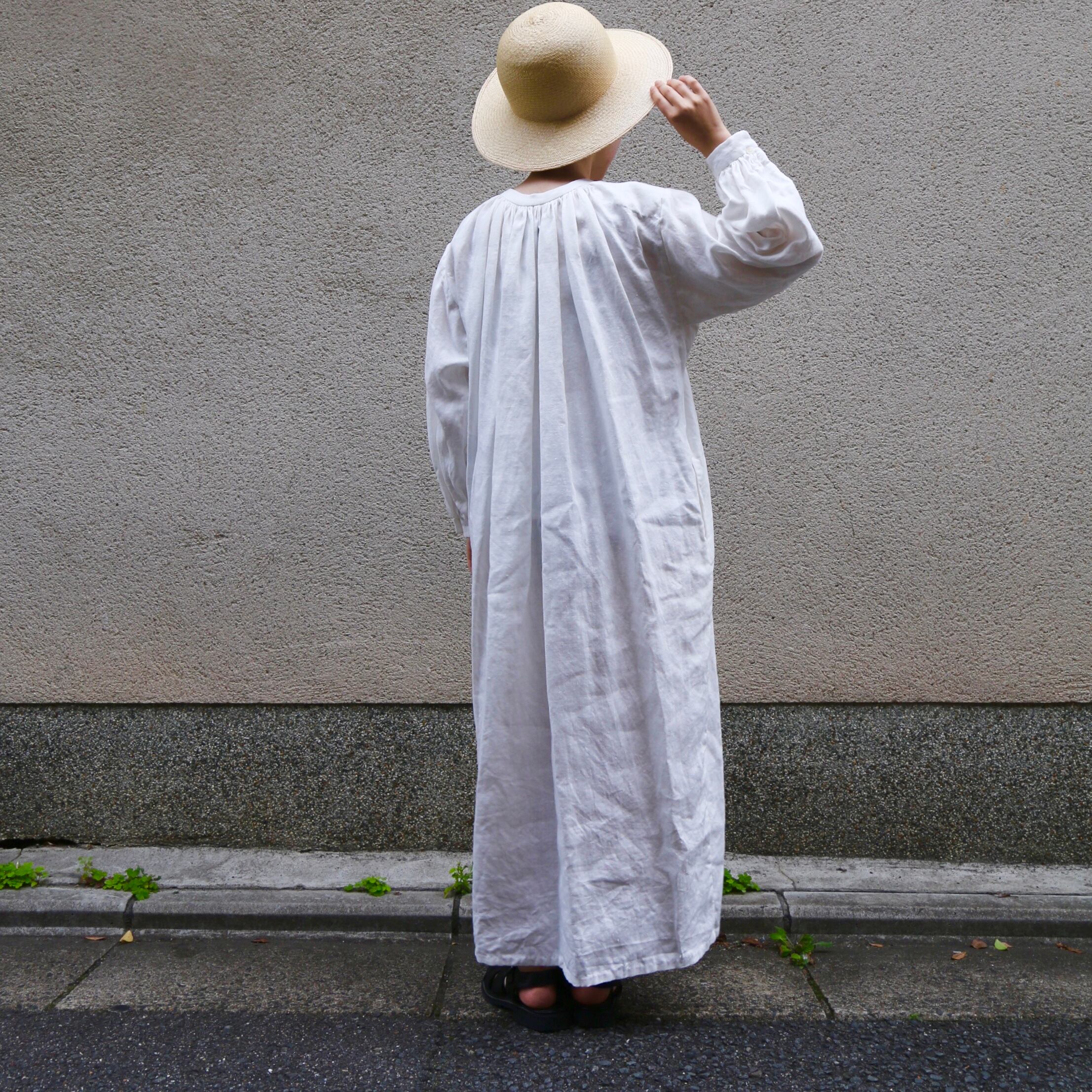 YAECA/ヤエカ Gather dress/ギャザードレス LInen ＃94706 White size