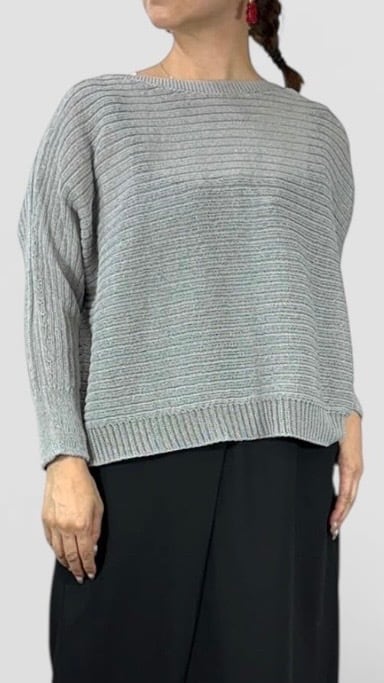 QTUME 「Yamagata Knit」 SHION和紙混 ドライタッチ ドルマントップス  No.612-25029 アイボリー ベージュ グレー クチューム