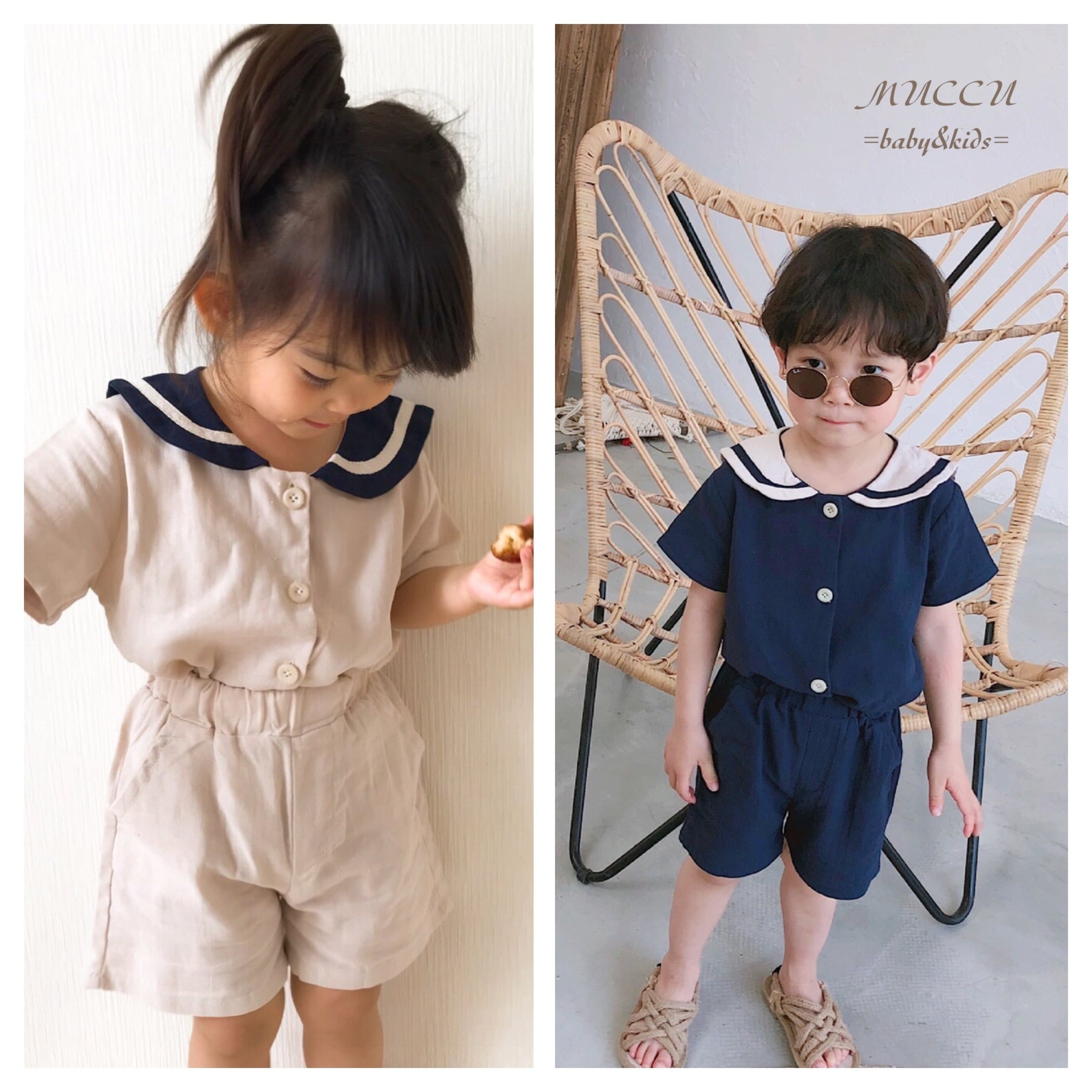 送料無料！【即納】セーラー セットアップ 90cm〜130cm 姉妹コーデ