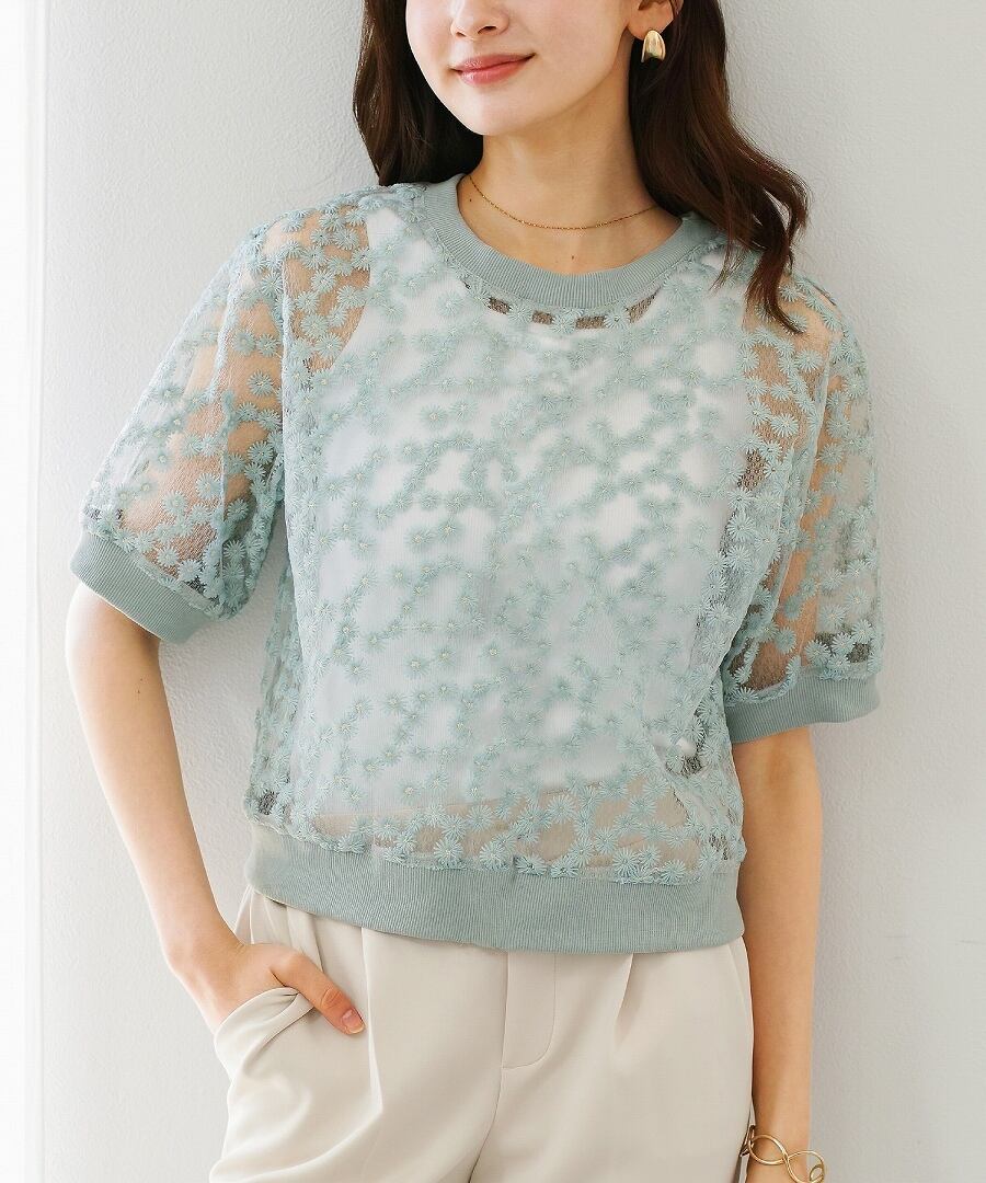 SALE 40％OFF】 デイジー刺しゅうレース・前後2WAYプルオーバー