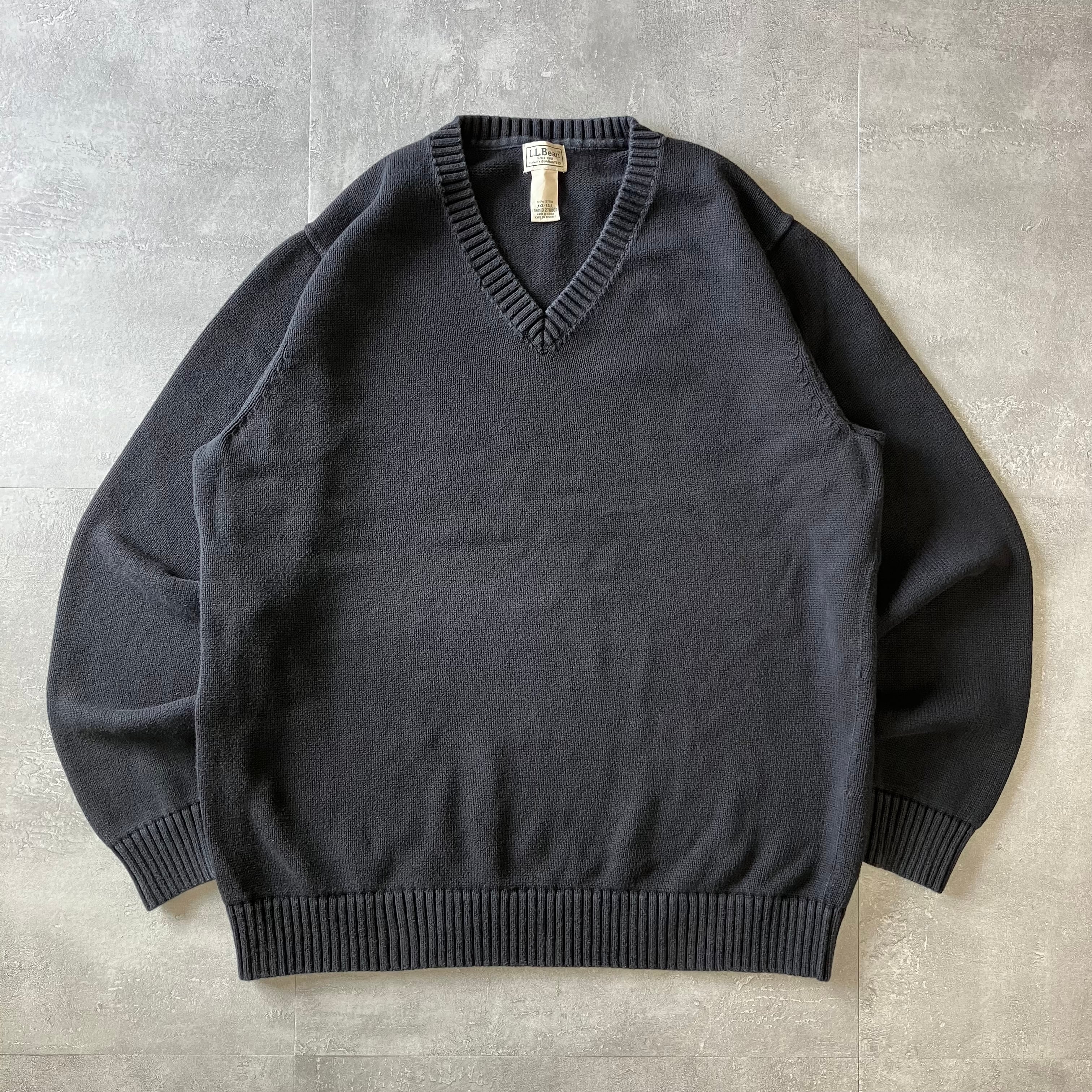 L.L.Bean 00s コットンニット ブラック Vネック No.1565