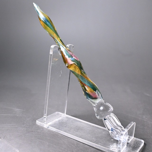 ガラスペン　青と黄色　85