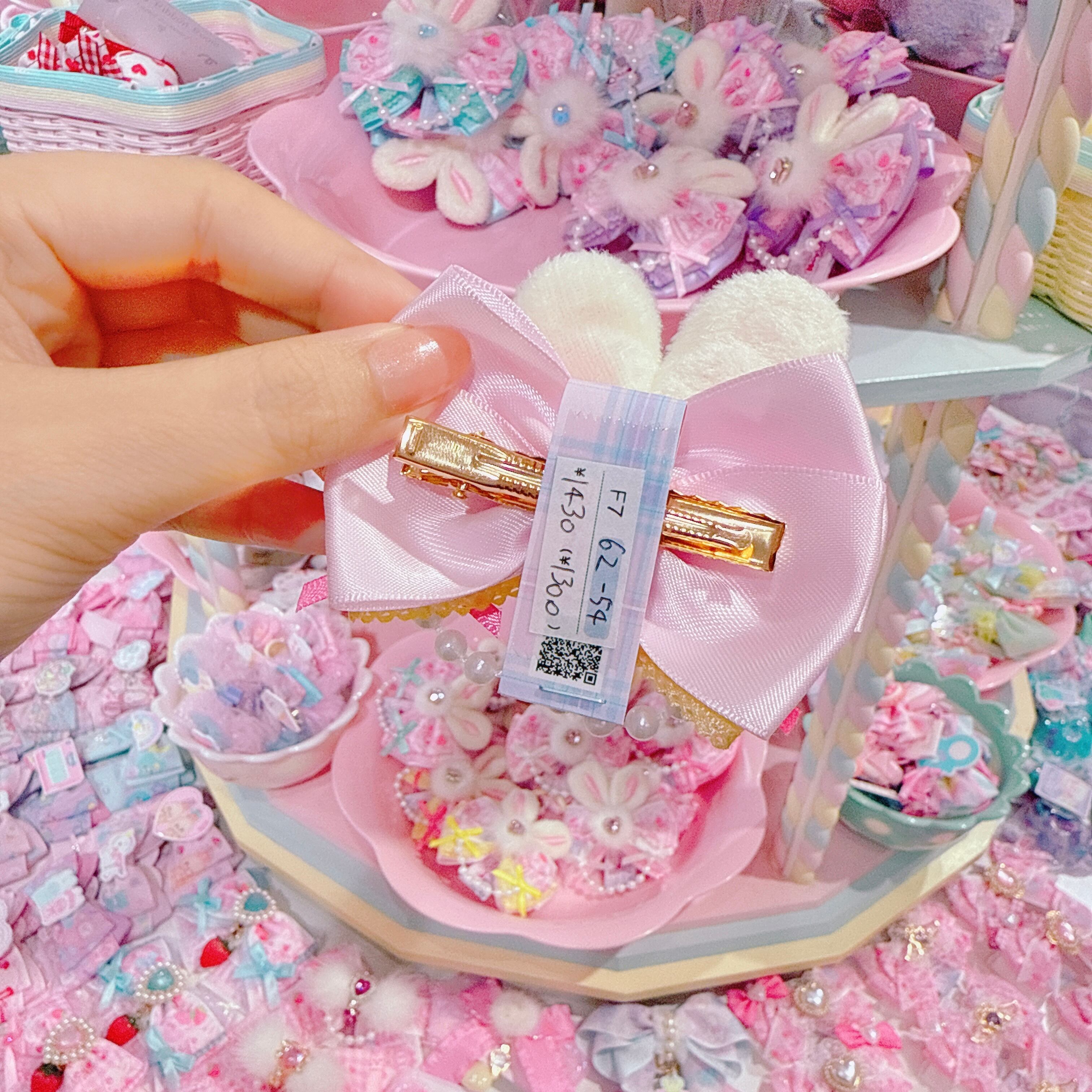 【F7】62-54うさ耳リボンヘアクリップ