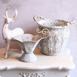 mondimanche 植木鉢　アンティクカップMW  UF614｜シャビーシック　１ポットを植えてカワイイ　脚付き　飾りやすいサイズ感