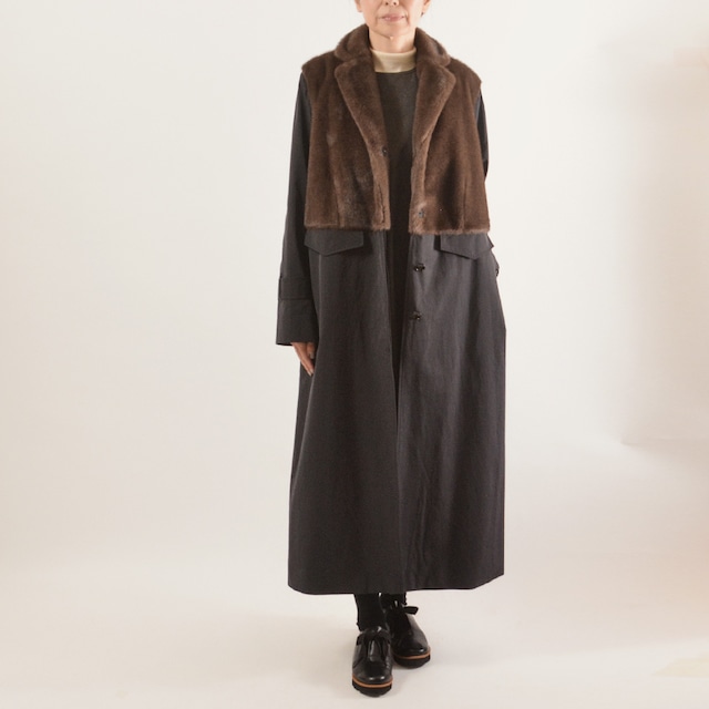 blancvert CASHMERE (ブランベール)　ファー切替ロングコート　色：ブラック　商品番号：LQ1434231