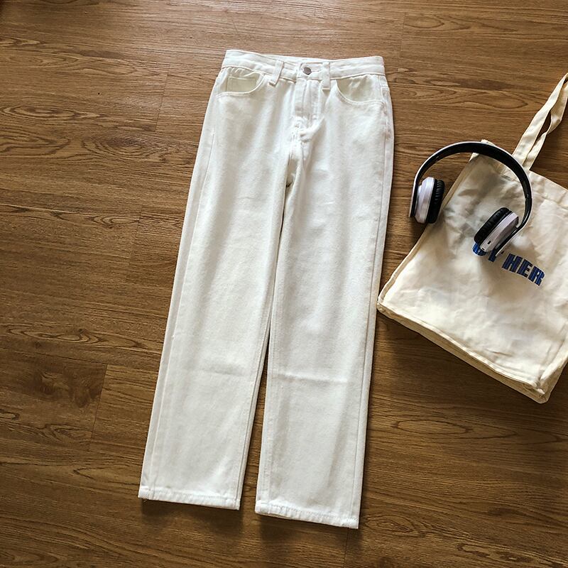 クレセントシティハイウエストジーンズレディース2020新しいバージョンのルーズストレートレッグパンツは、薄くて用途の広い学生用9ポイントパンツです クレセントシティ54732969444