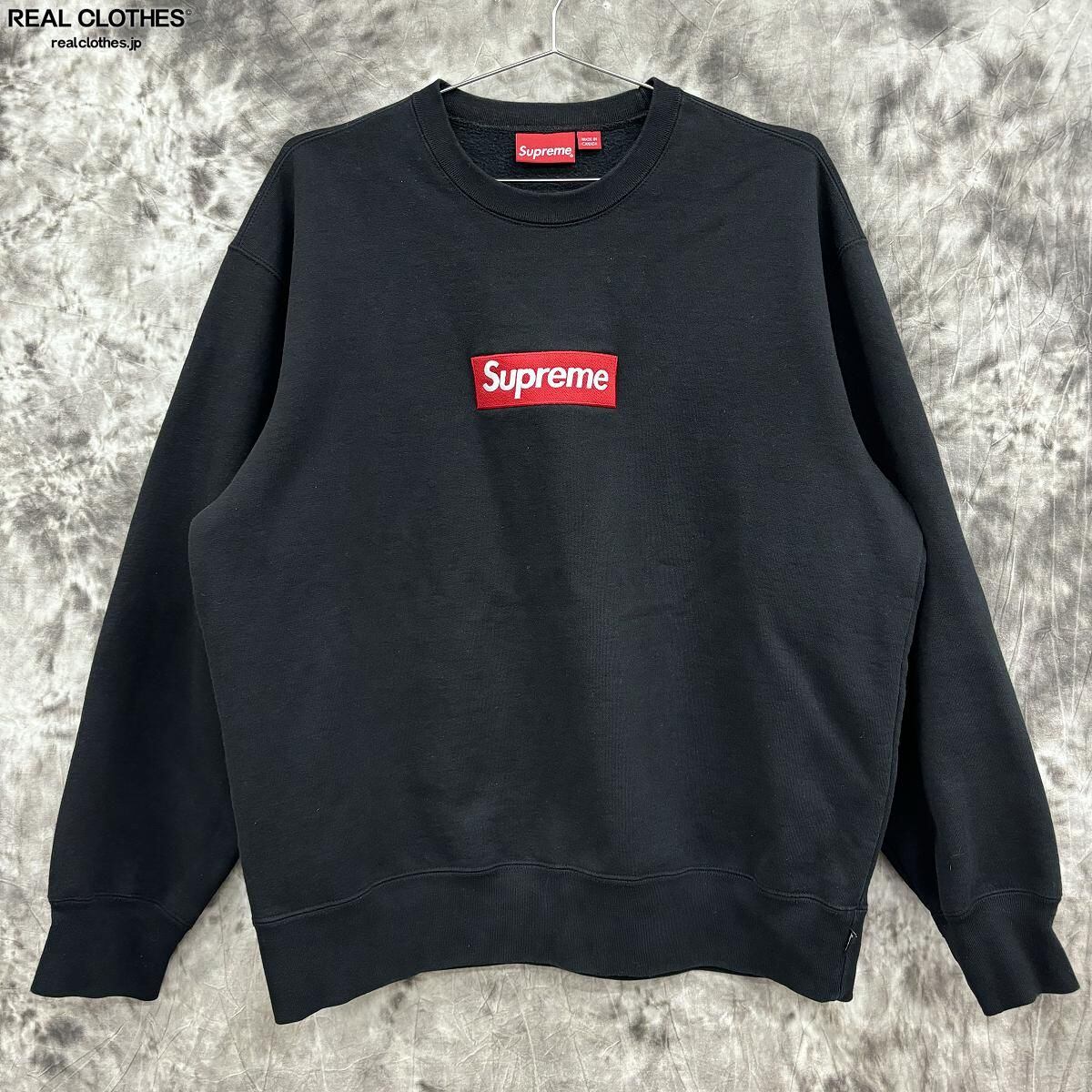 Supreme ブラック ボックスロゴクルーネック トレーナーL