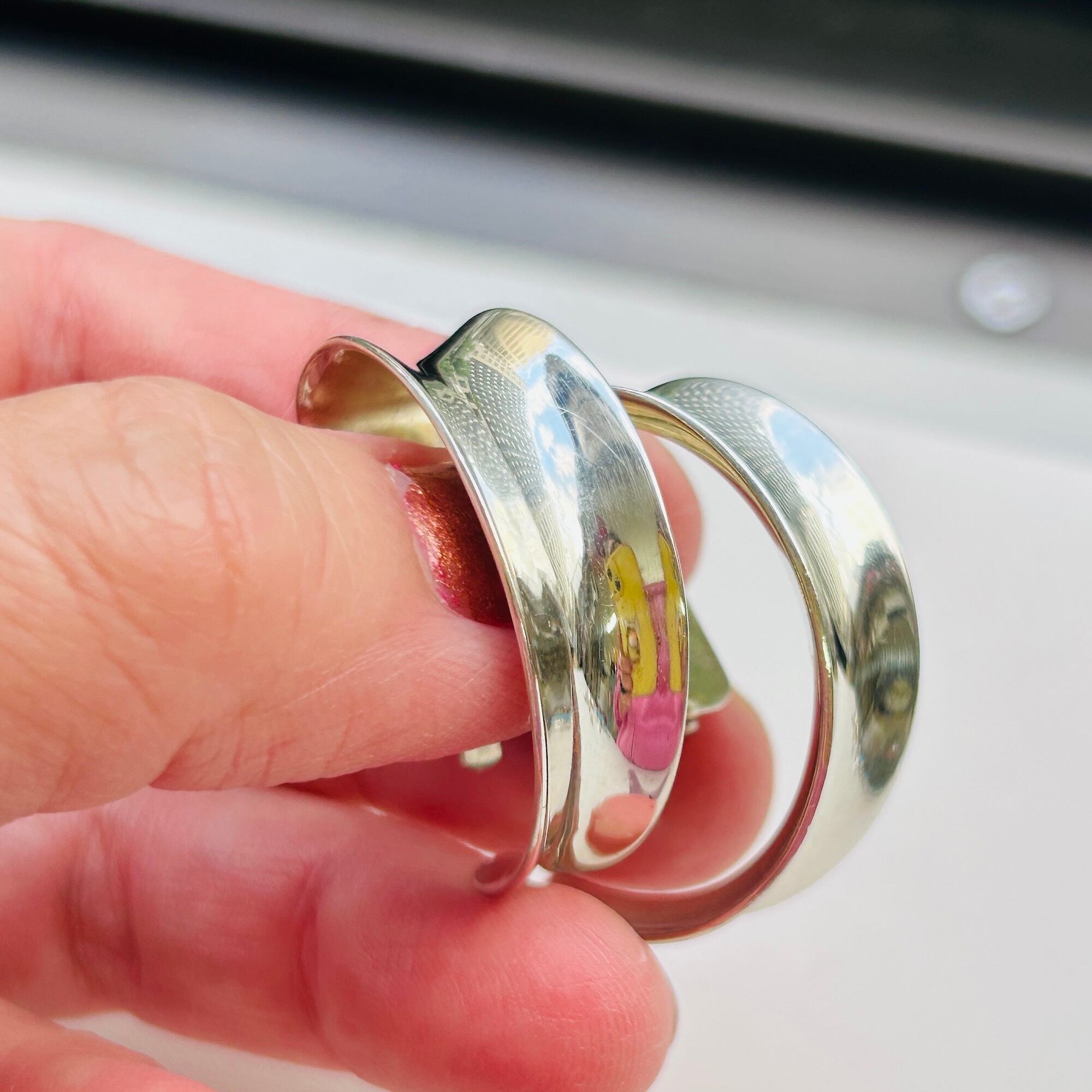 Mexico シルバー925 CONCAVEハーフフープイヤリング（大） | Milo