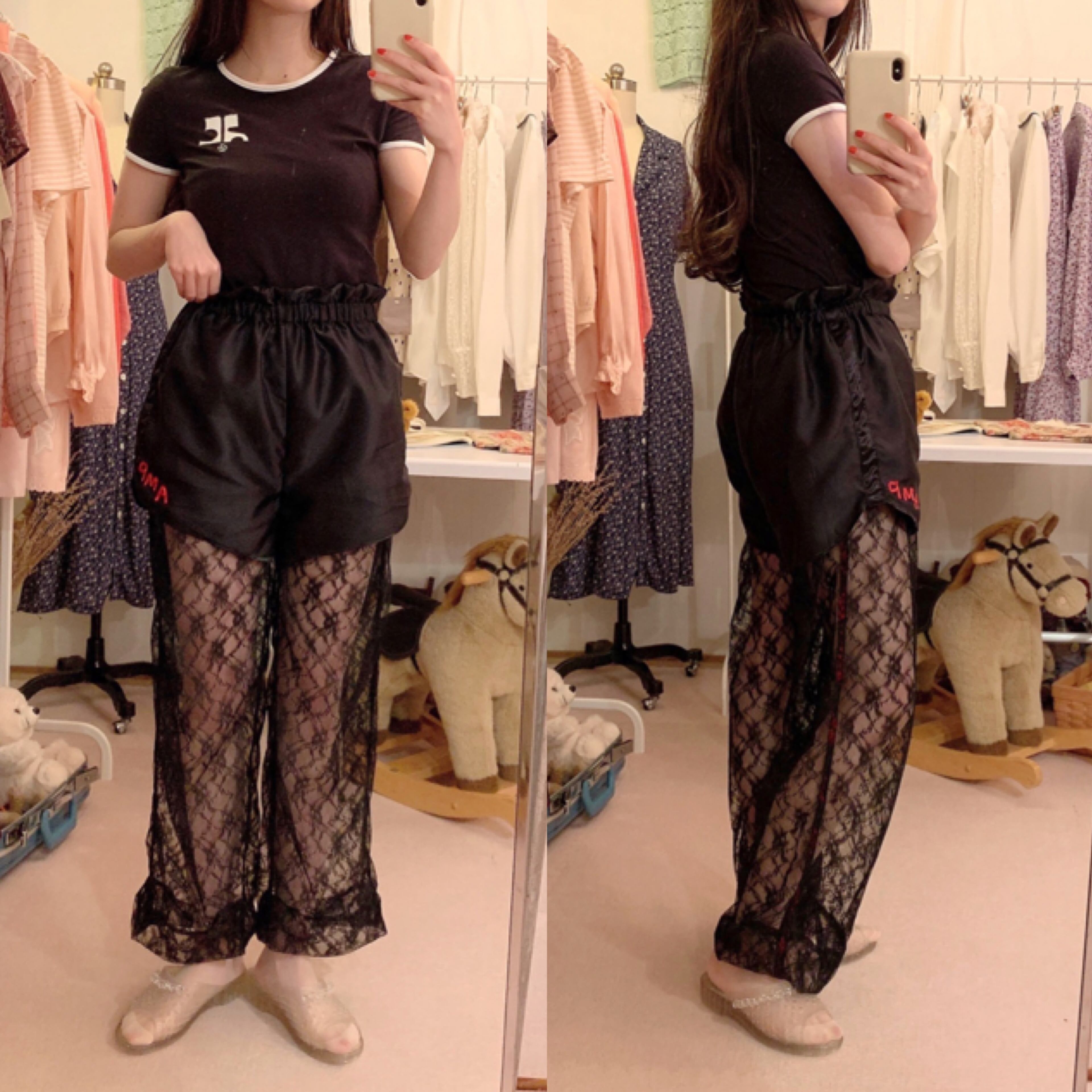 original : heads or tails brother pants BK/RD