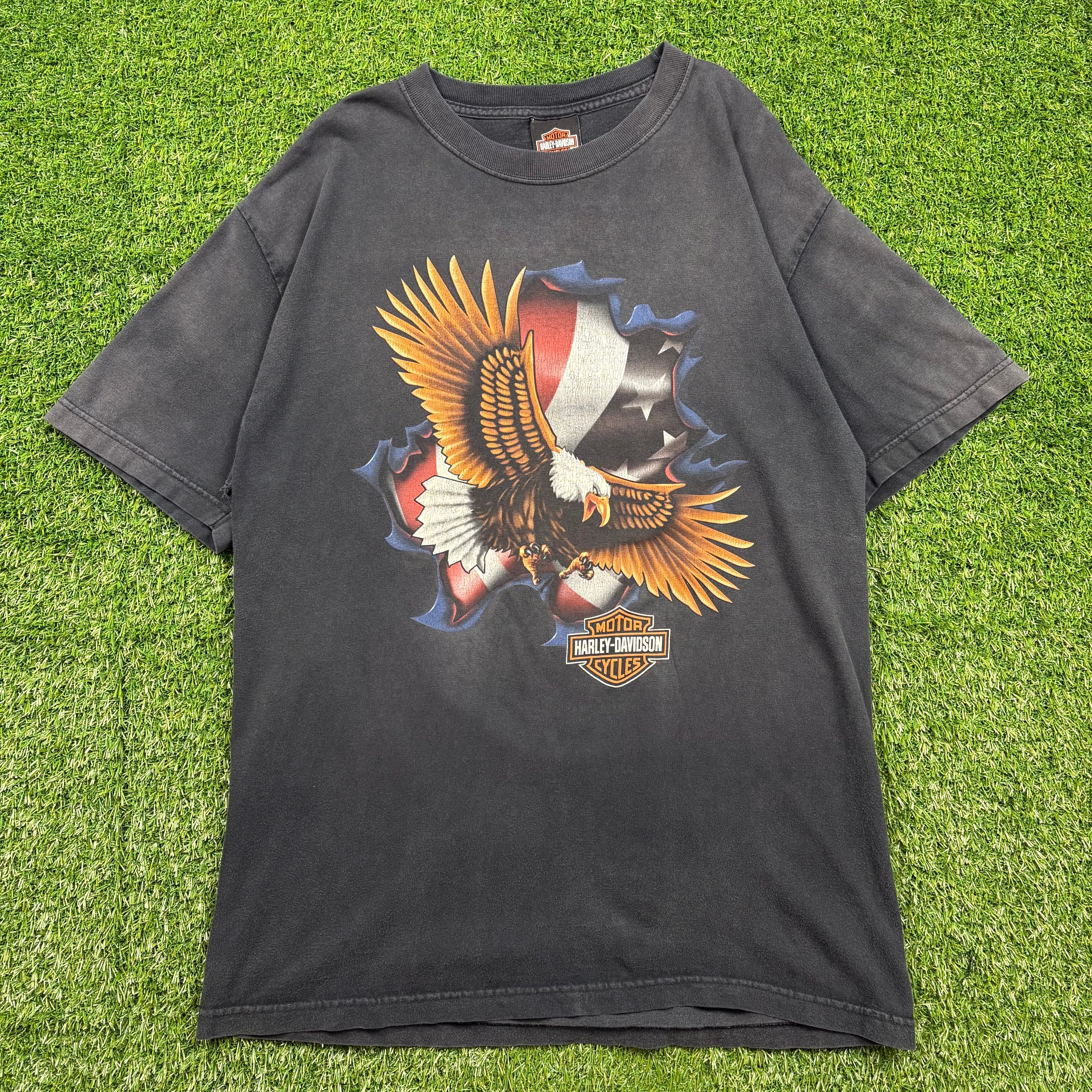 HARLEY-DAVIDSON タカ バイク イーグル 両面プリント T-sh Tシャツ Y2K