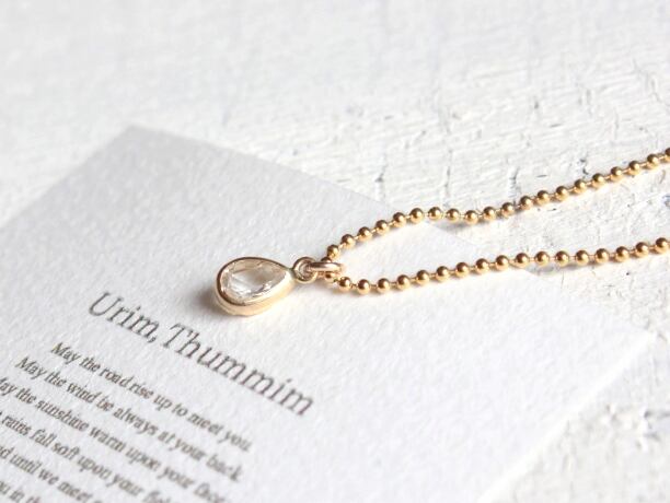 Amulette Drop 14KGFネックレス・ホワイトトパーズ・40cm