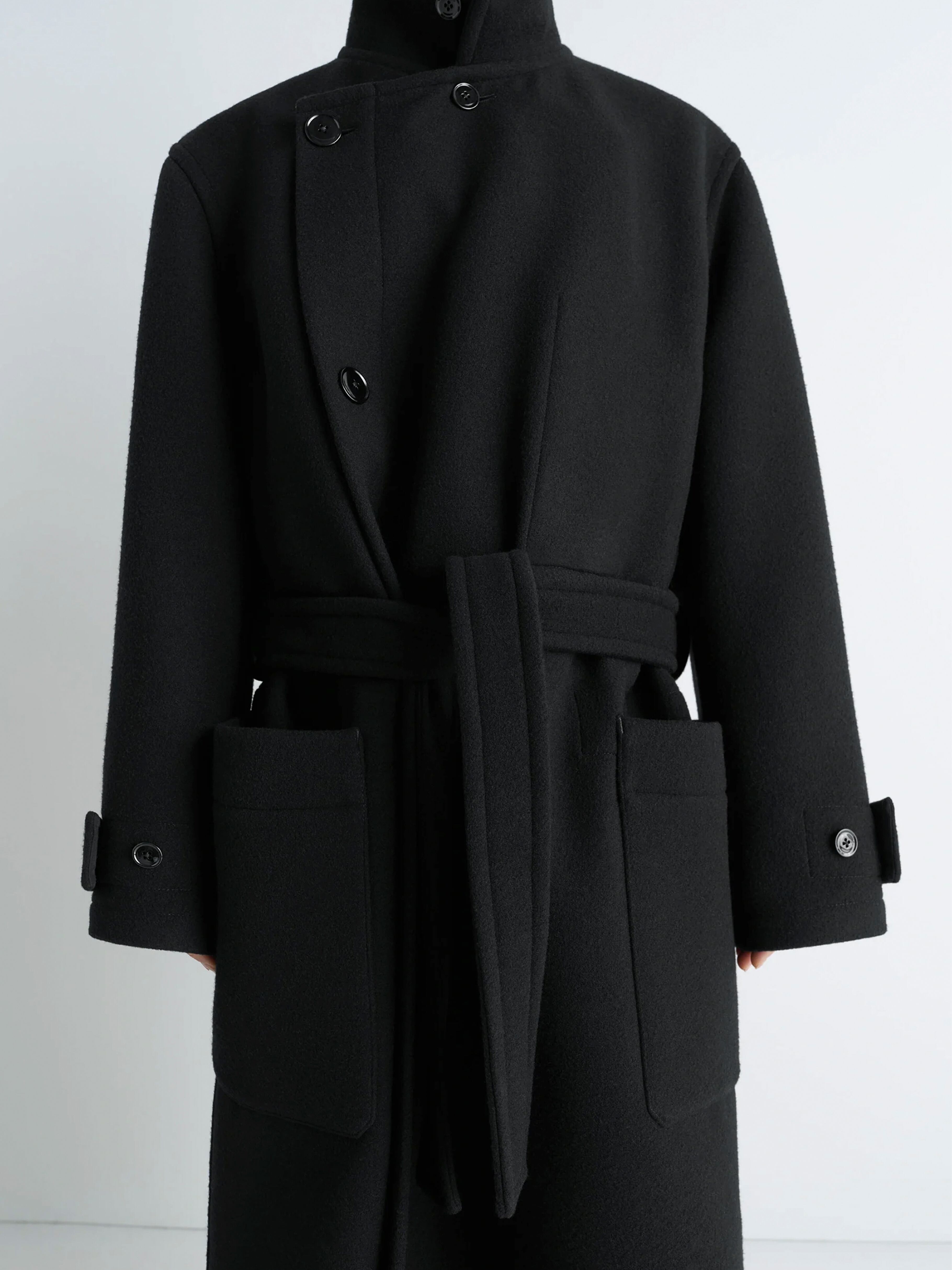 LEMAIRE WRAP COAT BLACK CO1037 LF1116 | BEST PACKING STORE