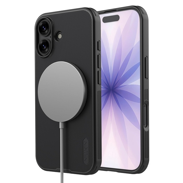 【magsafe対応】Nillkin iPhone17 ケース 薄型 マット仕上げ ワイヤレス充電対応 マグネット吸着 アイフォン17ケース ストラップホール付き 耐衝撃 すり傷、汚れ、指紋防止 上質 ビジネスに最適(ブラック)