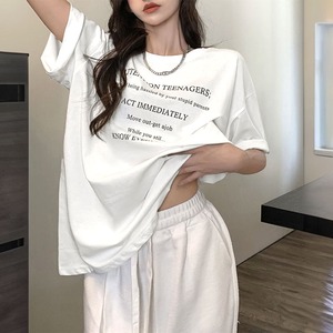 ロゴ Tシャツ レディース 春夏 韓国 半袖 トップス おしゃれ 大人 カジュアル アメカジ ストリートファッション カットソー ロゴT オーバーサイズ ゆったり 大人可愛い 大人女子