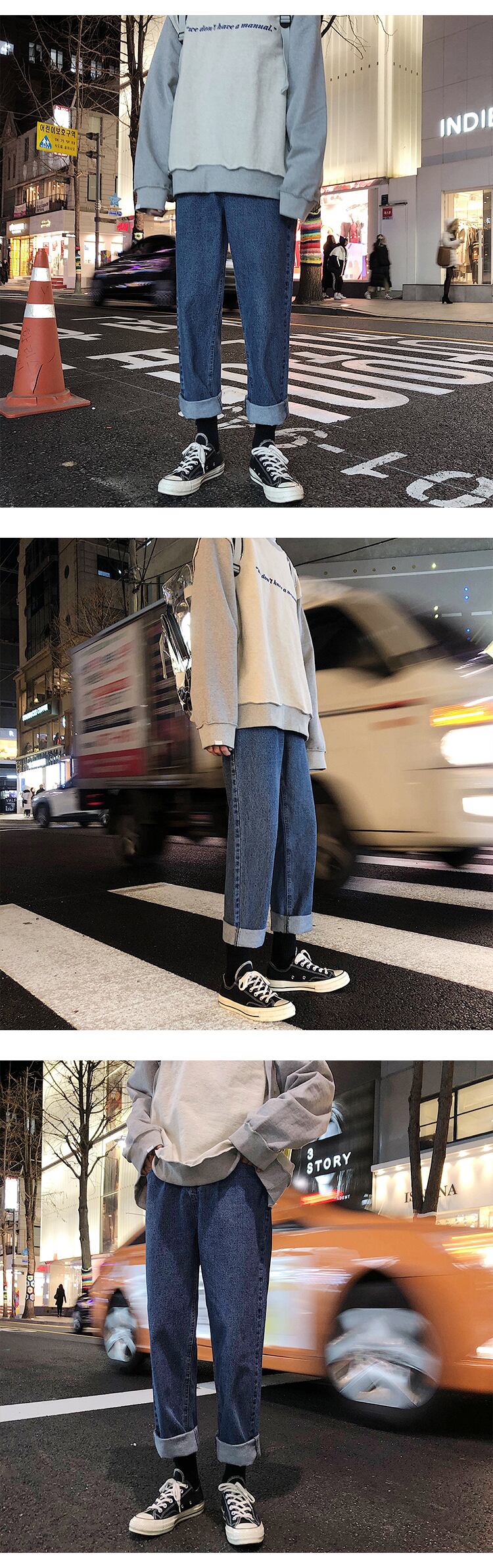 全2色 デニム パンツ ストレート カジュアル 無地 おしゃれ