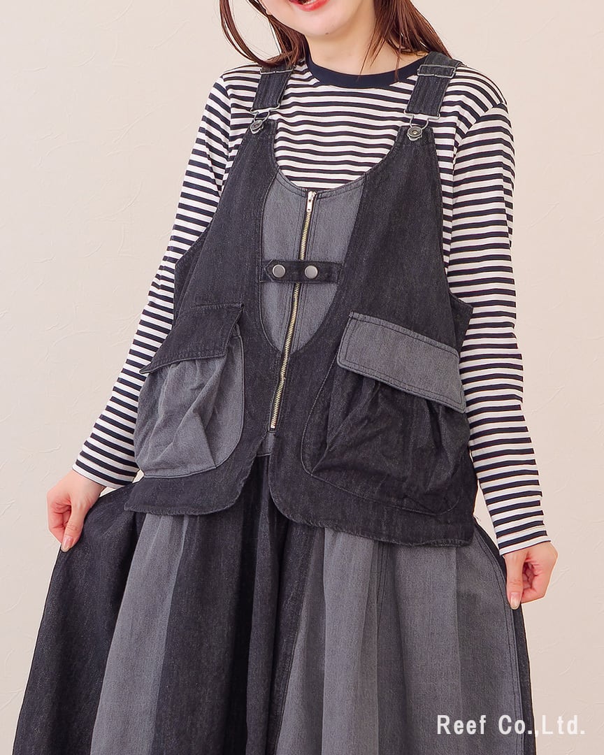 Reef's popular items】レイヤード風切替バルーンデニムジャンスカ ST