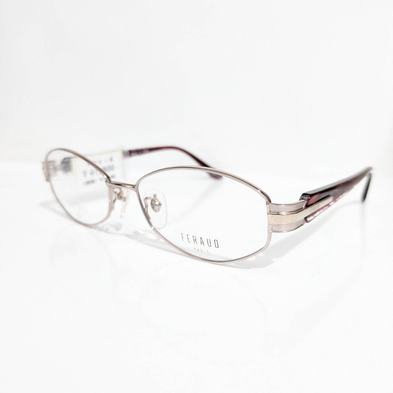 【FERAUD】オーバルメタルフレーム ホワイトゴールド・レッド