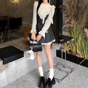 レースフリルヨークドッキングチェックワンピ ・73904