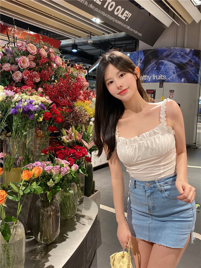 バックサマー薄手ショートトップス ホワイトコート 大人ガーリー スウィート キュート カジュアル 夏物 ブラックストロベリース58787497722