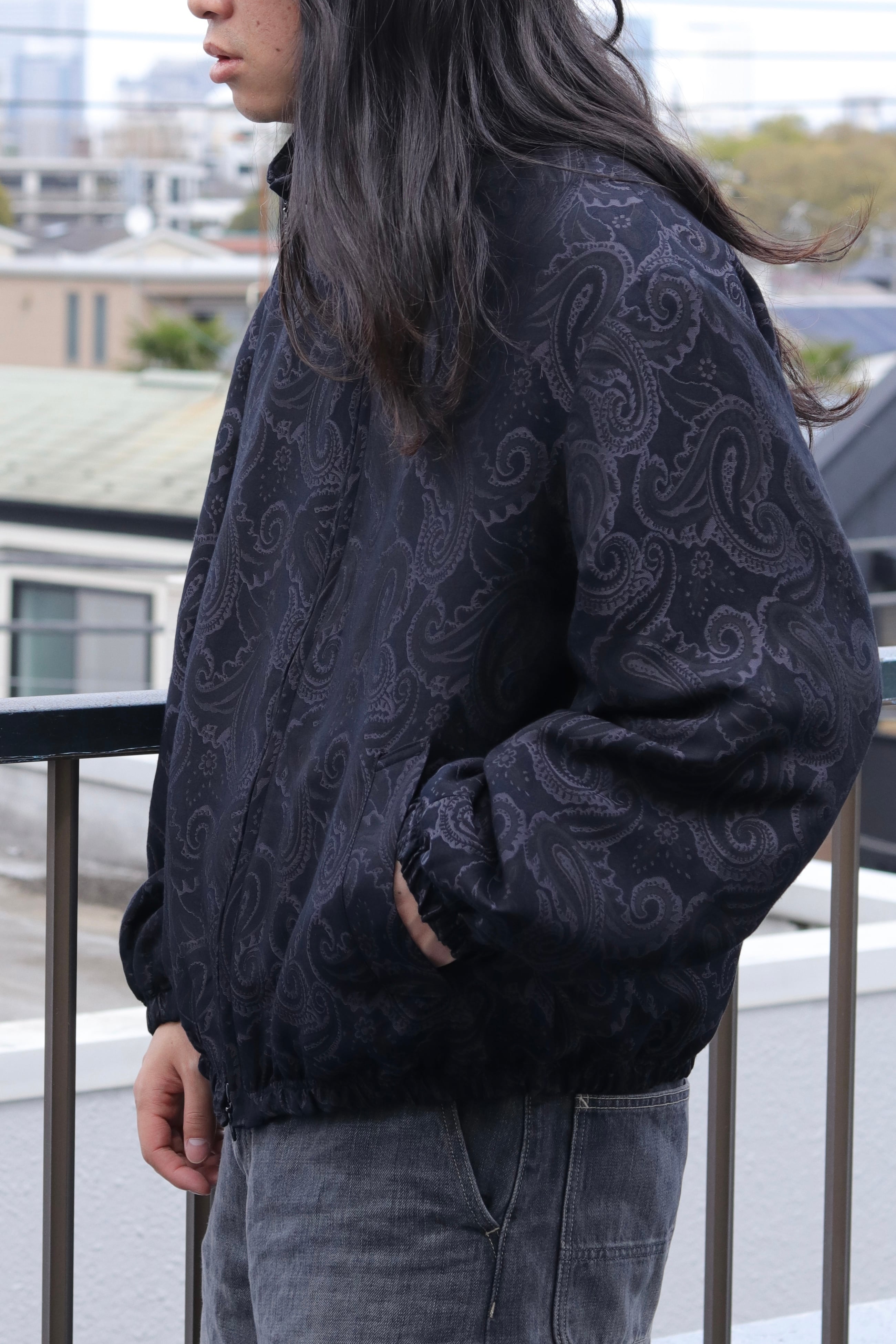 superNova. Track jacket - Paisley jacquard-Black x Navy
