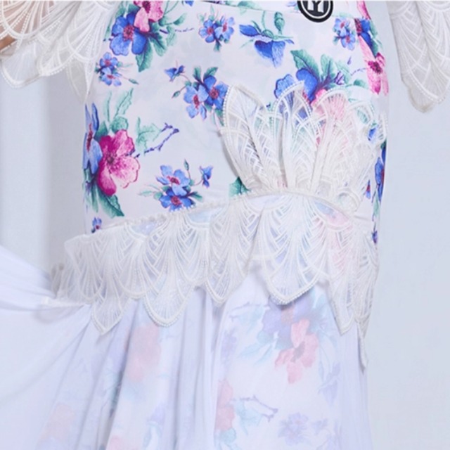 フローラル ティアードレース シースルー スカート 2col　D00464