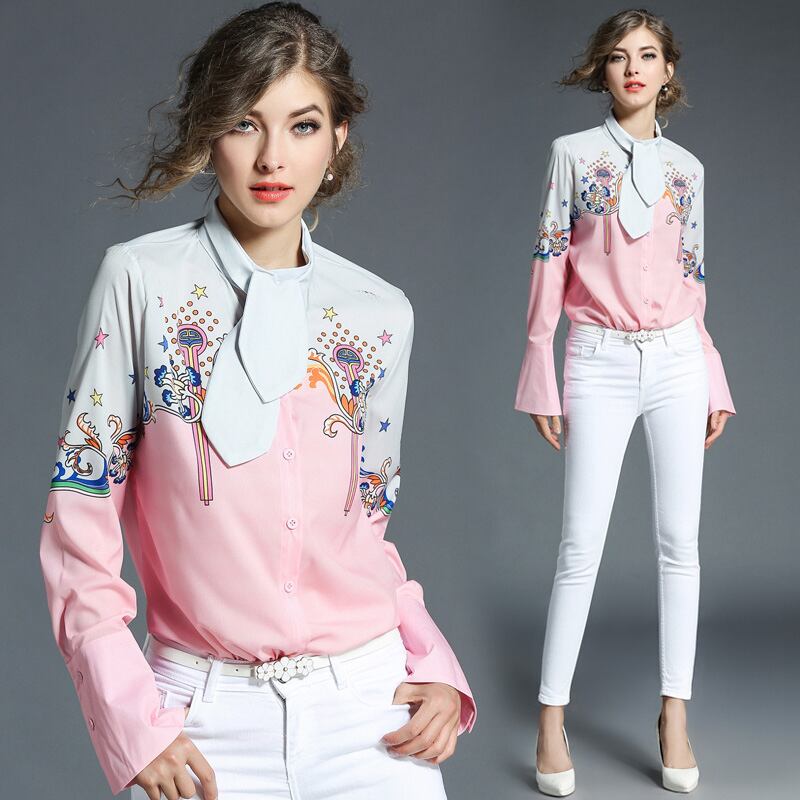 タイ付きブラウス